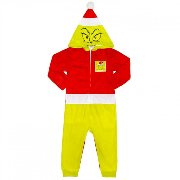 The Grinch Boy's Blanket Sleeper with Santa Hat-Size 4