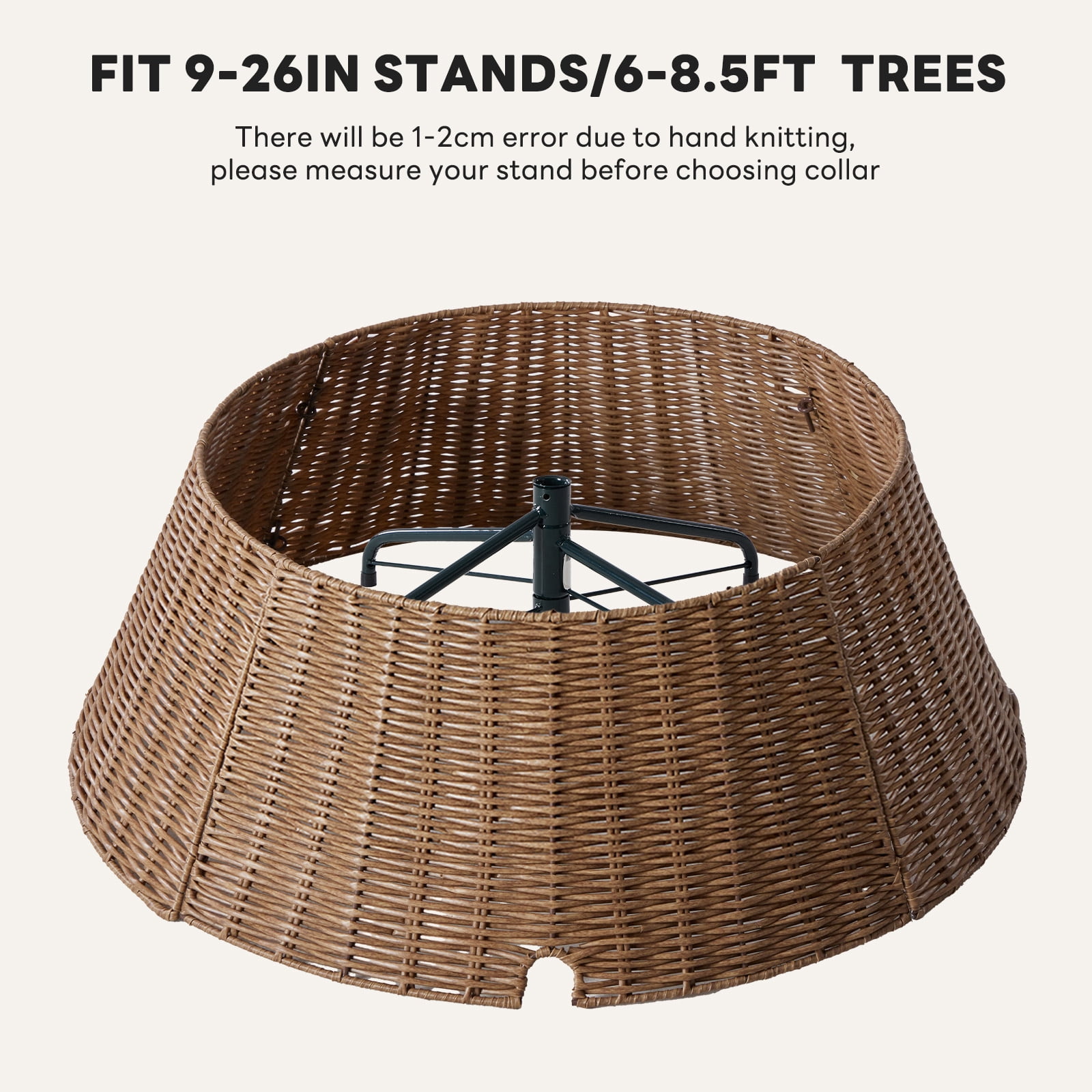 Gianna Rustic Handcrafted Seagrass Christmas Tree Collar, 27" Base Cover for 6 - 9 ft Artificial Trees, Farmhouse Style Skirt,Natural