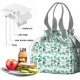 thumbnail image 4 of Green Christmas Tree and Text Pattern Drawstring Lunch Bag Women - Drawstring Lunch Bag Insulated for Work Office - Stain-Resistant Large Lunchbags for Women with Multi-Pockets, 4 of 6