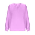 thumbnail image 7 of Babysbule Women's Satin V Neck Long Sleeve Blouse, Elegant Draped Front Casual Top for Office Party & Daily Wear, 7 of 7