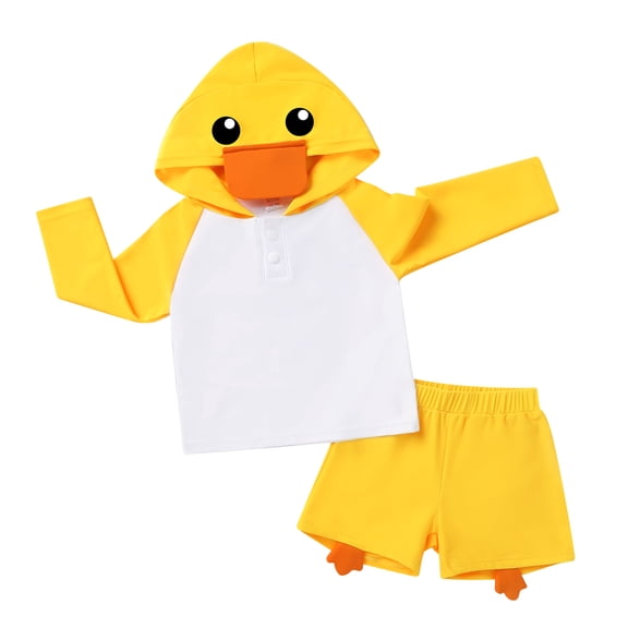 Happy Town Toddler Baby Boys Long Sleeve Swimsuit UPF 50 Sun Protection Beach Swimwear Set for Kids