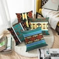 thumbnail image 2 of Set of 4 Turquoise Ethnic Throw Pillow Covers Abstract Ikat Art and Mexican Style Decorative Pillow Cases Home Decor Standard Square 18x18 Inches Pillowcases, 2 of 6