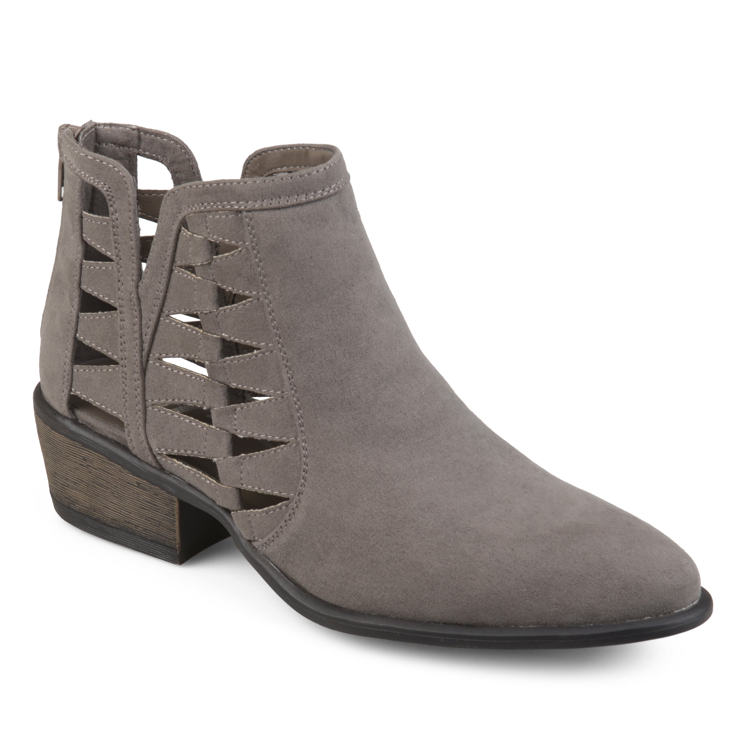 Womens Side Slit Faux Suede Booties