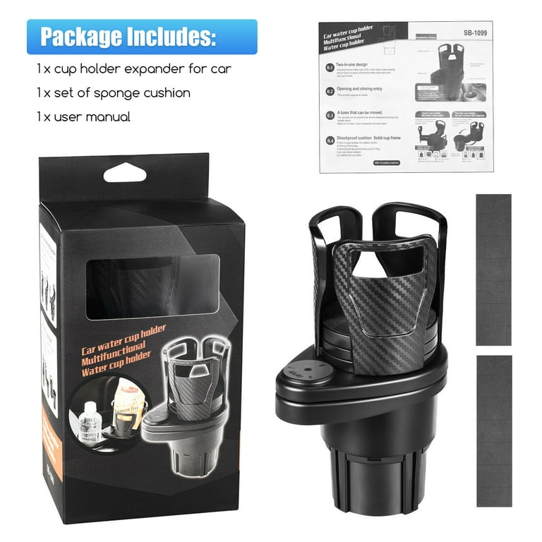 Dual Cup Holder Expander for Car, 2 in 1 Multifunctional Car Cup