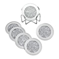 thumbnail image 3 of Posavasos de vidrio espejado de 4 pulgadas Posavasos de diamante triturado redondo con purpurina para Astilla, 3 of 9