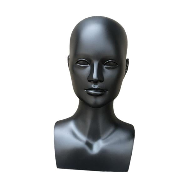 Dualoai Male Mannequin Head Cap Display Holder Beauty Accessories Displaying Adults Manikin Head Wig Display Stand for Necklace Scarf Matte Black