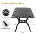 thumbnail image 2 of 7 Piece Retro Outdoor Dining Set, Cast Aluminum Patio Set Includes 59” Rectangular Table, 6 Chairs with Thicker Cushions, and Umbrella Hole for Patio, Deck, Garden, 2 of 6
