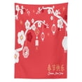 thumbnail image 3 of Ambesonne Chinese Tablecloth Rectangular Table Cover, Folkloric Art Sakura Tree, 60"x90", Pale Yellow and Dark Coral, 3 of 4