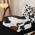 thumbnail image 5 of Manfei Vintage Cow Spot Zipper Twin Comforter Sets with Fitted Sheet and 2 Pillowcases,Abstract Animal Spot Zipper Bedding Set,Brown White Black,Reversible, 5 of 7