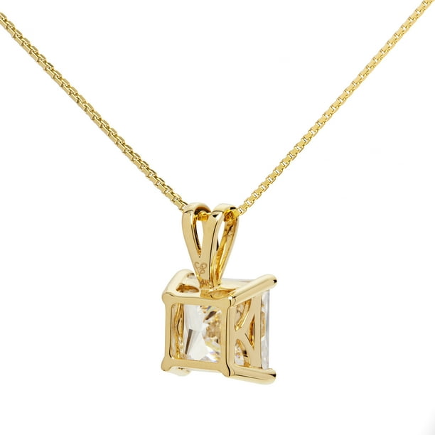 Cubic zirconia solitaire pendant yellow gold deals
