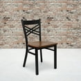 thumbnail image 2 of Flash Furniture 2 Pk. HERCULES Series Black ''X'' Back Metal Restaurant Chair - Cherry Wood Seat, 2 of 8