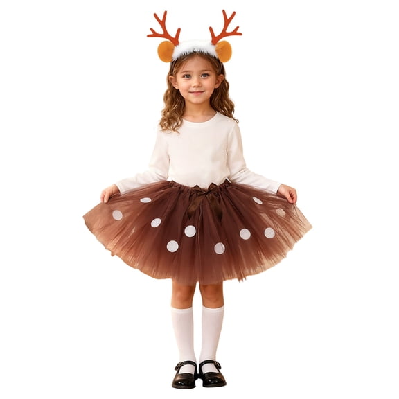 Afdoent Girls Clothes Fashion Girls Tutu Dress With Skirt And Festive Printed Top For Holiday Parties And 3-5 Years