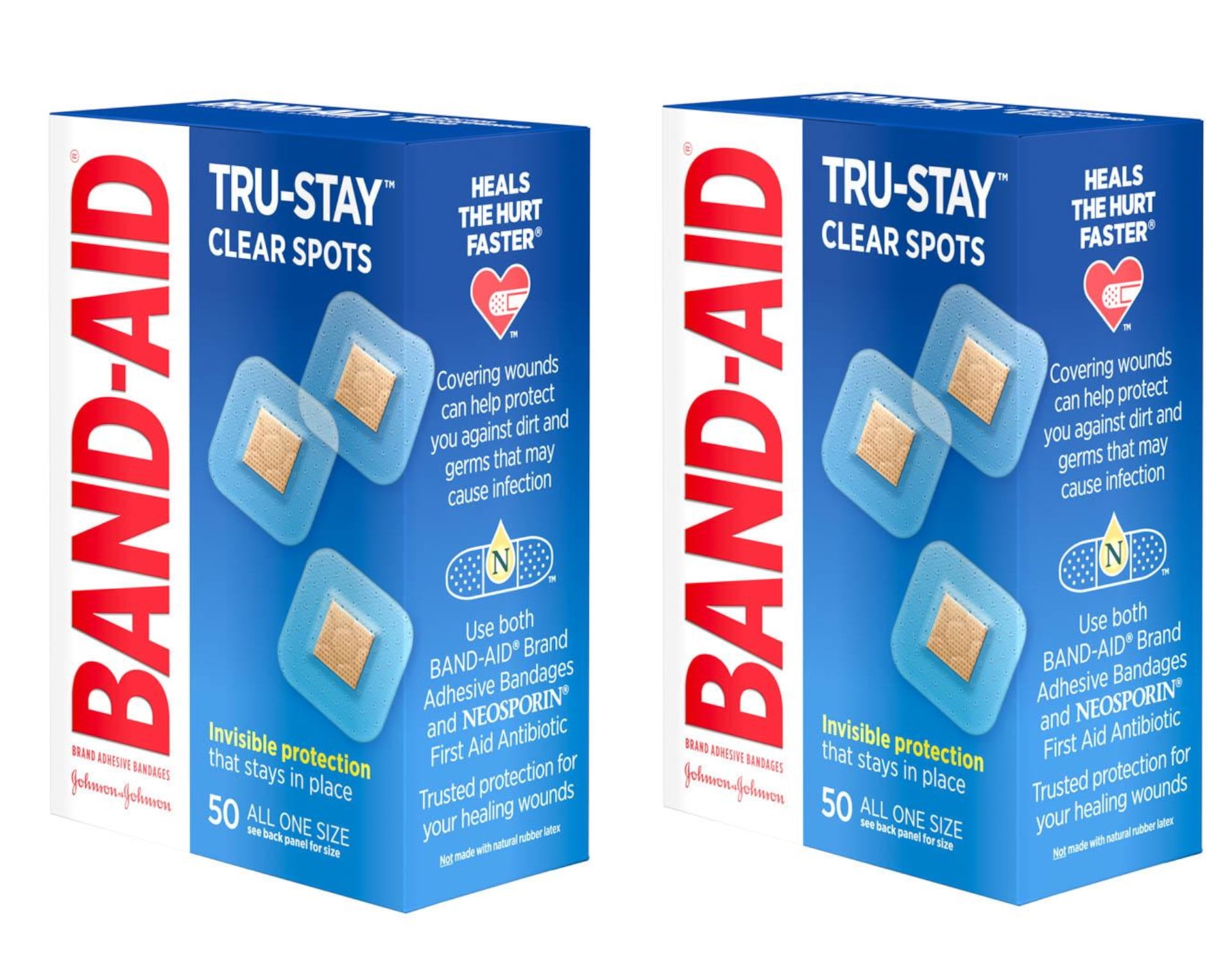 BandAid Adhesive Bandage Clear Spots Quiltvent Technology, 50ct, 2