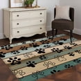 thumbnail image 4 of Dog Paws Printed Area Rugs 3x5 for Living Room, Vintage Teal Brown Wooden Farmhouse Non Slip Washable Rug Runner, Low Pile Indoor Floor Carpet Mat Bathroom Rugs for Bedroom, Kids Room, 4 of 9