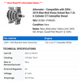 thumbnail image 2 of Alternator - Compatible with 2004 - 2010 Blue Bird Vision School Bus 7.2L 6-Cylinder C7 Caterpillar Diesel - BBB Industries, 2 of 2