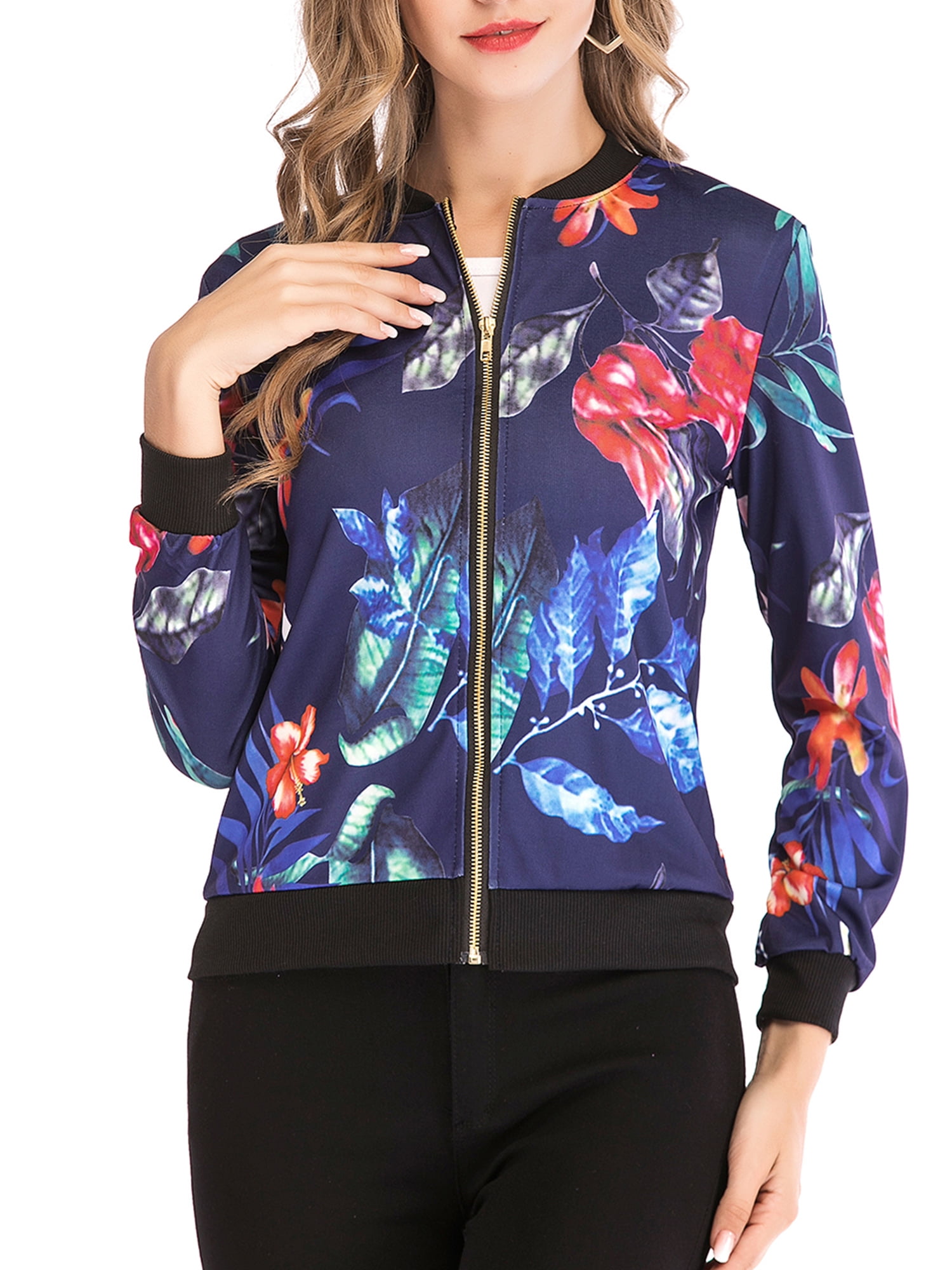 floral zip up jacket