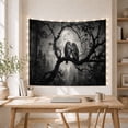 thumbnail image 5 of Moon Stars Monochromatic with Grayscale Nocturnal Owls Perched, Spooky Gothic for Gothic Decor Fans, Dark Art Decor, Halloween Gift, Tapestry Wall Hanging for Bedroom and Dorm, 5 of 7