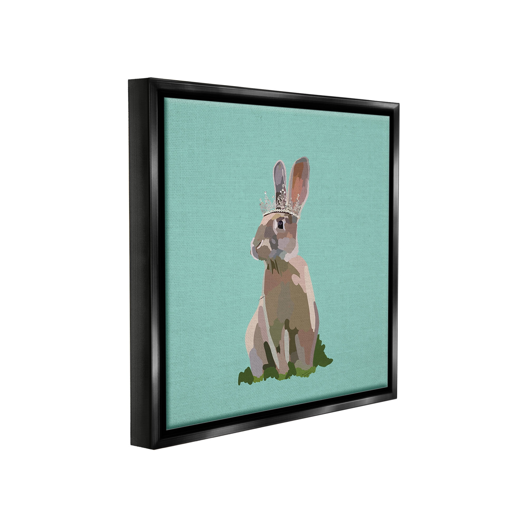 Stupell Industries Rabbit with Royal Crown Animals & Insects Painting Black Floater Framed Canvas Art Print Wall Art, 25 x 25