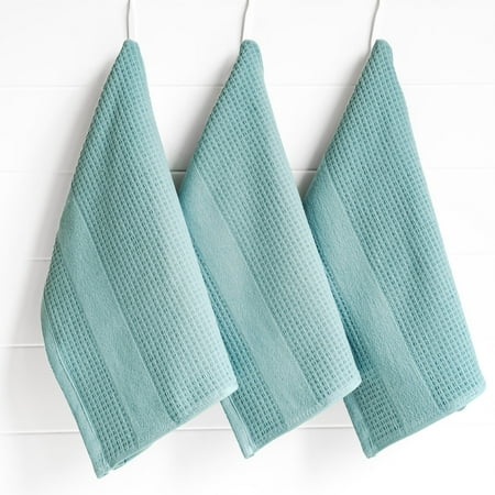 

Luzia Premium Kitchen Towels; Stylish and Absorbent - Waffle Weave – Set of Three Cameo Blue