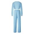 thumbnail image 3 of VISgogo Conjunto de 2 piezas de pantalones para mujer, blusas cortas con cuello en V de manga larga de color sólido con cordones + pantalones de pierna ancha VISgogo  moda, 3 of 9