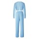 thumbnail image 3 of VISgogo Conjunto de 2 piezas de pantalones para mujer, blusas cortas con cuello en V de manga larga de color sólido con cordones + pantalones de pierna ancha VISgogo  moda, 3 of 9