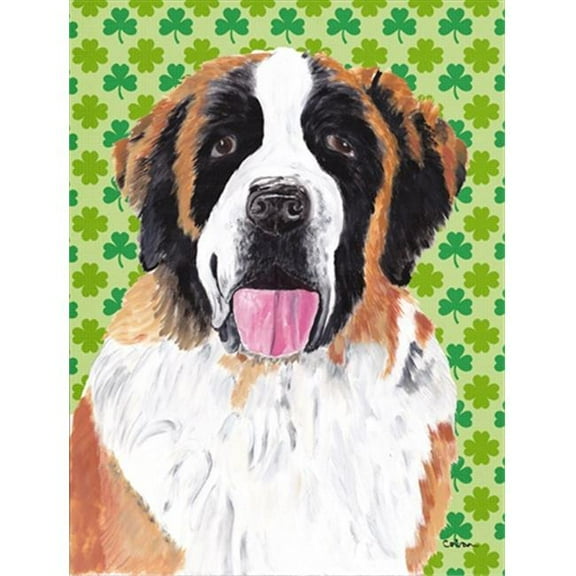 15 x 15 In. Saint Bernard St. Patricks Day Shamrock Portrait Flag, Garden Size