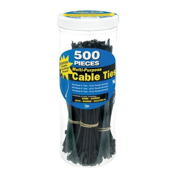 Calterm  8 in. L Black  Cable Tie  500 pk