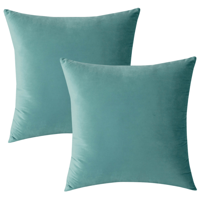 Purebryt Velvet Throw Pillow Cover (18"x18), 2 Pack, Aqua Green