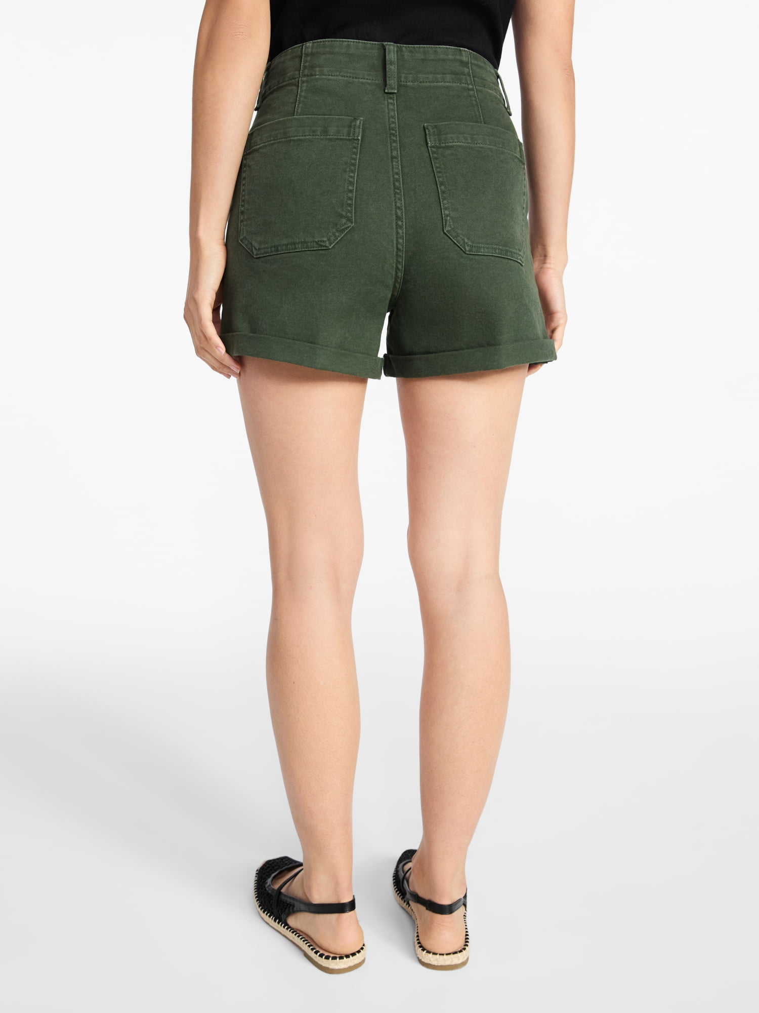 Time and Tru Women's High Rise Utility Shorts, 3.5" Inseam, Sizes 0-22