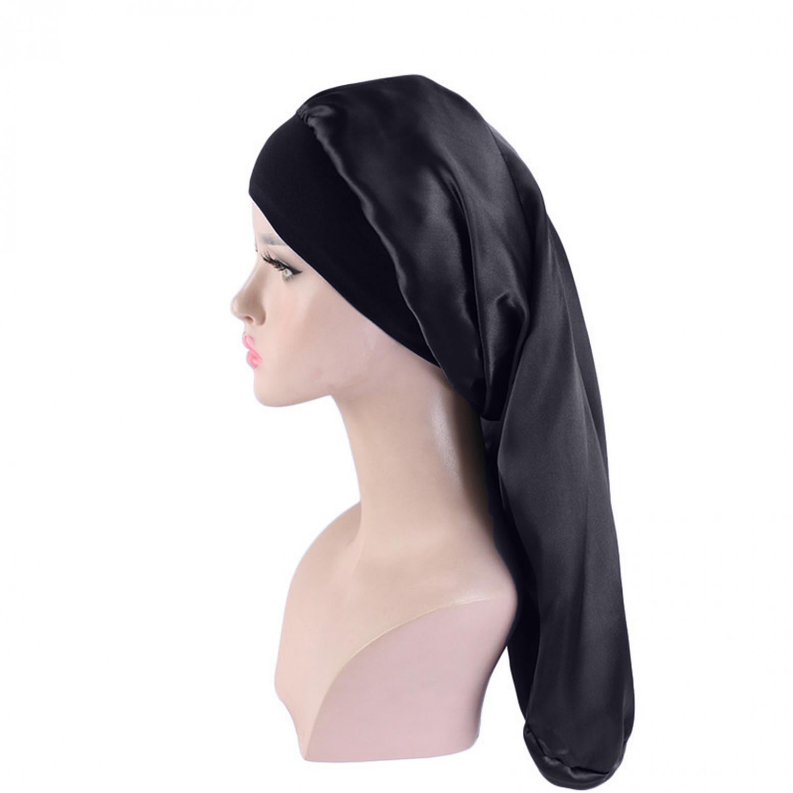 Aquior Large Satin Bonnet Sleep Cap, 2 Pcs Long Silk Bonnet for Braids  Bonnets for Black Women No Fading Silk Elastic Well-Sealed Band Hair Cap