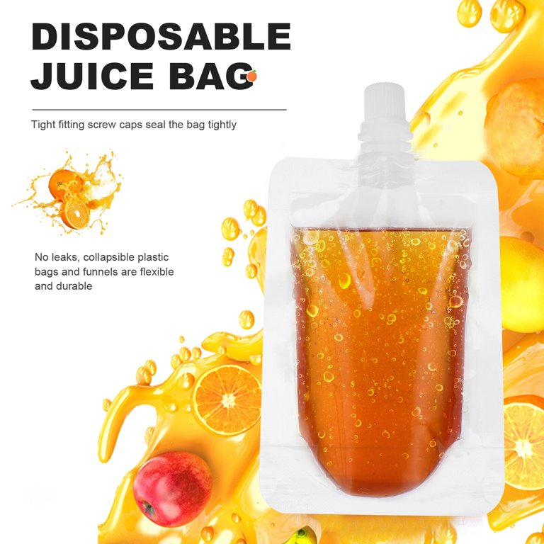 30Pcs Reusable Transparent Drinks Flasks Travel 100ML Plastic  Flask Water Bag Stand Up Liquid Drinking Flasks Juice Flask Bags for Trip  Liquor Party Milk Beverage Home Wine Camping: Flasks