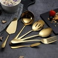 thumbnail image 4 of 6-Piece Serving Flatware Silverware Set, Serving Utensil Set,Include Cake Server, Slotted Serving Spoon Gold, 4 of 7