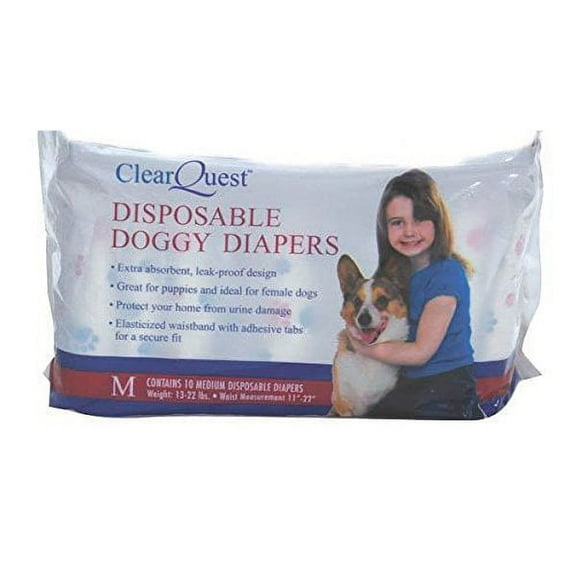 Disposable Doggie Diapers Dog Diaper Absorbant Sanitary - Bulk Packs Available (Medium 10 Pack)