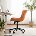 thumbnail image 3 of Kidol & Shellder Armless Desk Chair, Soft Faux Leather Swivel Office Task Chair, Camel, 3 of 6