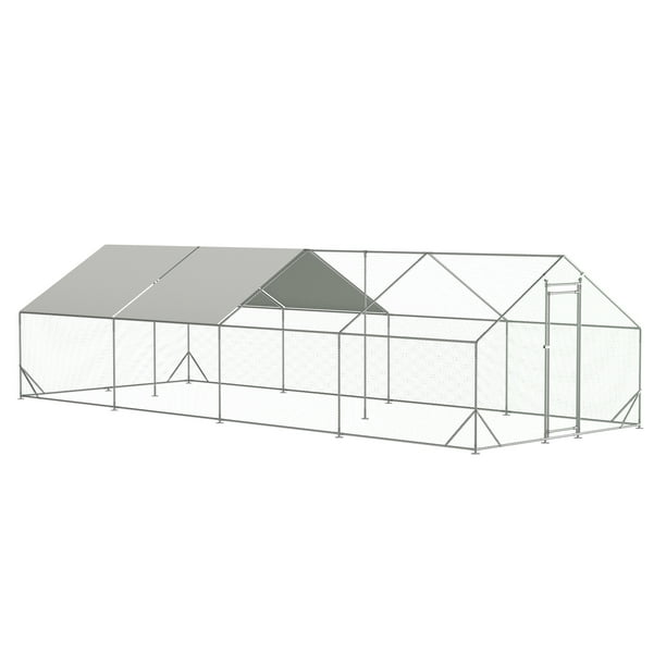 Large Metal Chicken Coop, Walkin Chicken Run,Galvanized Metal Poultry Coop with Waterproof and