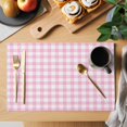 thumbnail image 2 of Pink Placemats Set of 6 Country French Rustic Buffalo Plaid Modern Art Place Mats Indoor Wipeable Table Mats Washable Cloth Dining Table Placemats for Kitchen Holiday Party Home Decor 13x19 Inch, 2 of 9