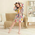 thumbnail image 3 of FORMRS Niños Bathrobe Unisex Hooded Robe Soft Plush Pajamas Sleepwear, Size 10-12T, Art Geometric, 3 of 7