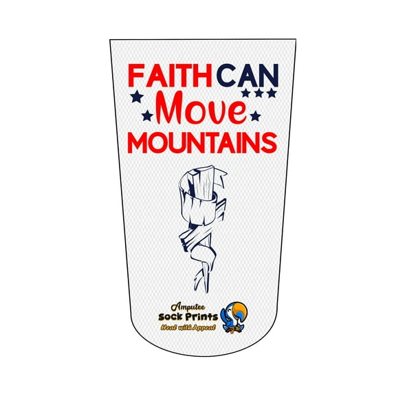 Amputee Sock, Faith Can Move Mountains wh V1, 3Ply stump sock