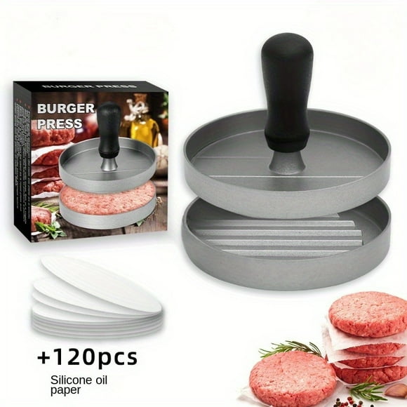 MesaSe Premium Aluminum Burger Press - Non-Stick Easy Release Hamburger Patty Maker for BBQ & Grill - Perfect for Beef Cheese & Veggie Burgers zzz