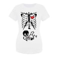 thumbnail image 1 of Hauts de Maternité d'Halloween pour Femmes, T-Shirt de Grossesse à Imprimé Squelette Amusant, Confortable, Coupe Extensible, Blouse Décontractée Froncée sur le Côté, 1 of 3