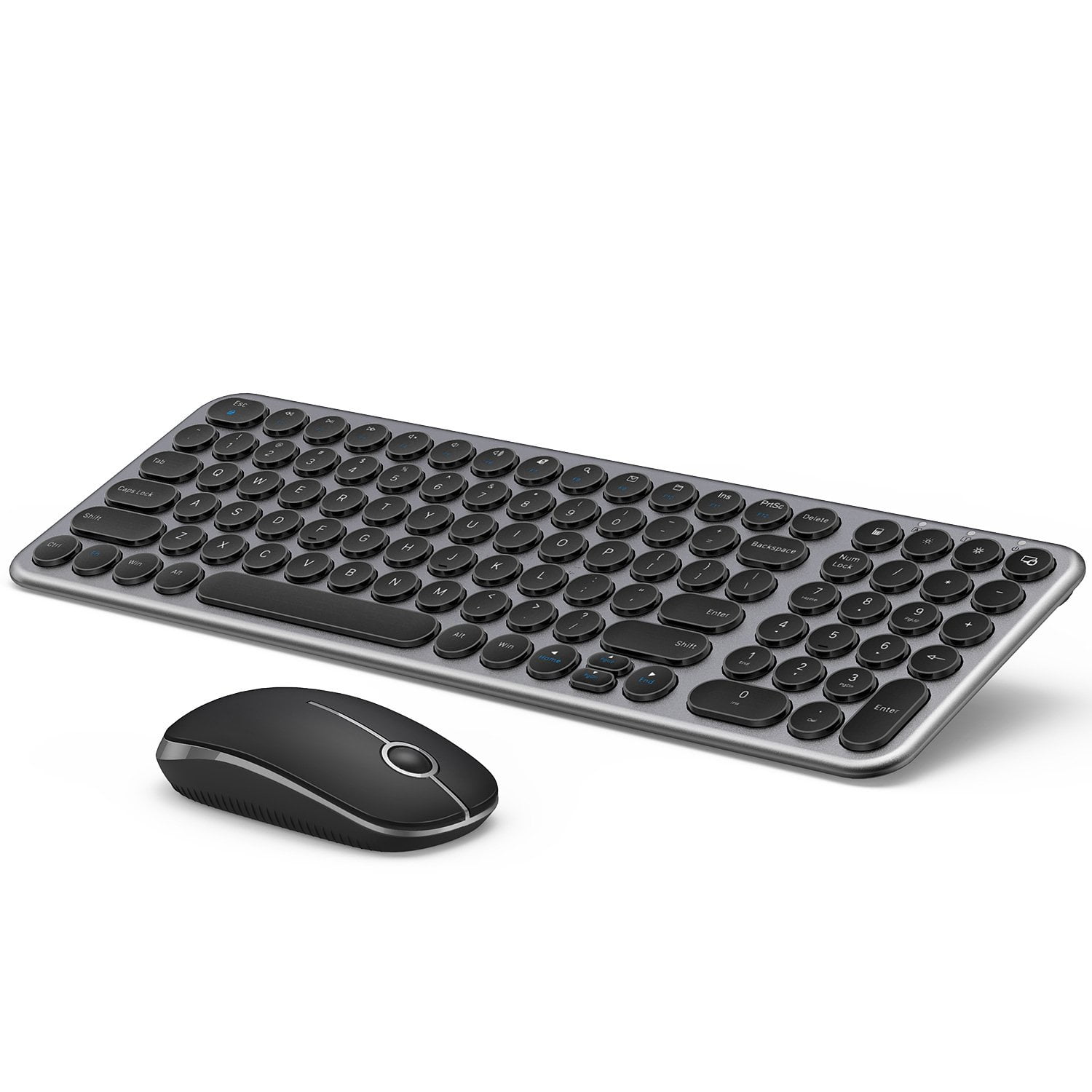 Black Jelly Comb Ultra Thin 2.4G Wireless Keyboard and Mouse Full Size with 12 Multi-Media Keys for Windows Computer PC Laptop Desktop Wireless Keyboard Mouse