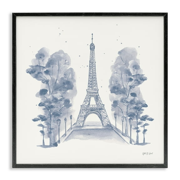 Stupell Industries Eiffel Tower Watercolor Buildings & Architecture Painting Black Framed Art Print Wall Art, 12 x 12