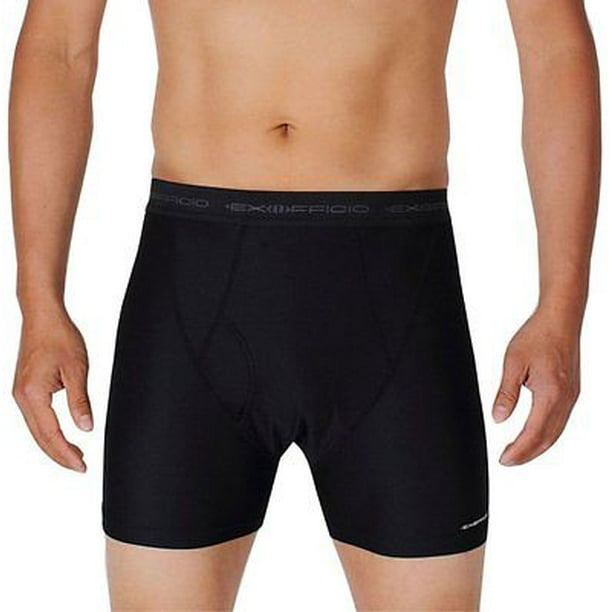 exofficio men's givengo boxer brief, black, large