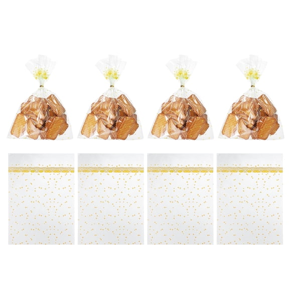 Uxcell 100 Count Clear Treat Bags, Valentines Cookie Bags Yellow 9.8" x 7.1"