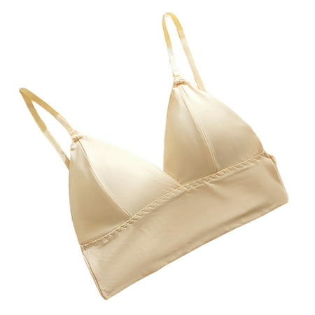 AYYUFE 3PCS Women Bra Thin Ice Silk Beauty Back Pure Color Halter Neck Invisible Bra Wireless Good Breathability High Elasticity Anti-snagging Backless Dress Matching Lady Bra Apricot