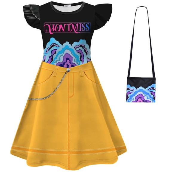 Halloween Popular Singers Idol Cosplay Costume, Popular Star Idol Stage Role Play Outfit, Includes Dress with Bag, Dance Performance Costume Suitable Party, 110(3-4 Years)