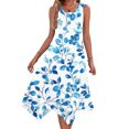 thumbnail image 2 of Levmjia Womens Dresses Sleeveless Round Neck Flowy Summer Casual Sun Dress Polyester Floral Print Beach Vacation Dress Multi Colors, 2 of 8