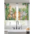thumbnail image 2 of Tropical Botanical Sheer Curtains 2 Panels Set Cute Zebra Lion Monkey Cartoon Elephant Giraffes Sheer Window Curtains Light Filtering Rod Pocket Voile Drapes for Bedroom Living Room 52"x45", 2 of 9