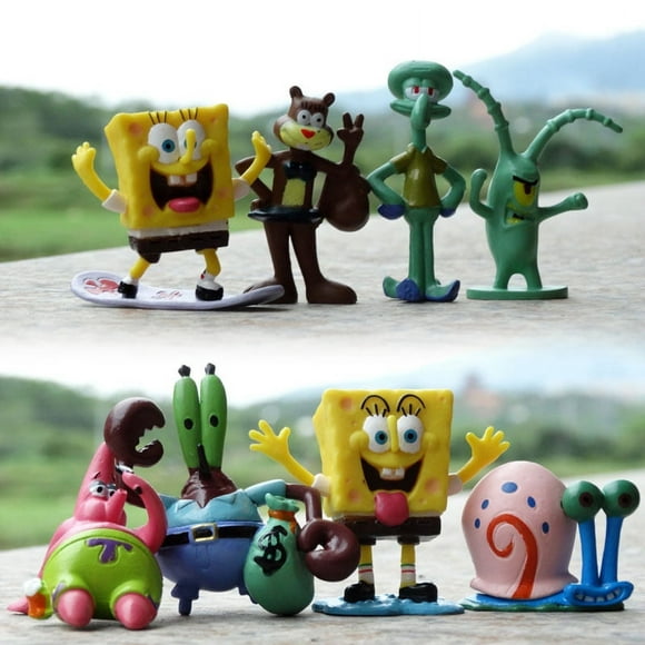 Sponge Squarepants Figure Collection, Set of 8 Limited Edition Toys, Krusty Krab and Bikini Bottom Themed Action Figures Adult Kids Figure Gift