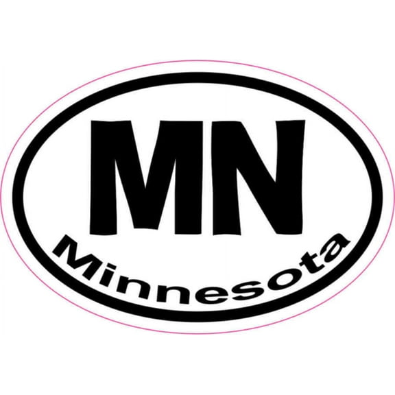 3in x 2in Oval MN Minnesota Sticker Vinyl Car Window State Bumper Decal
